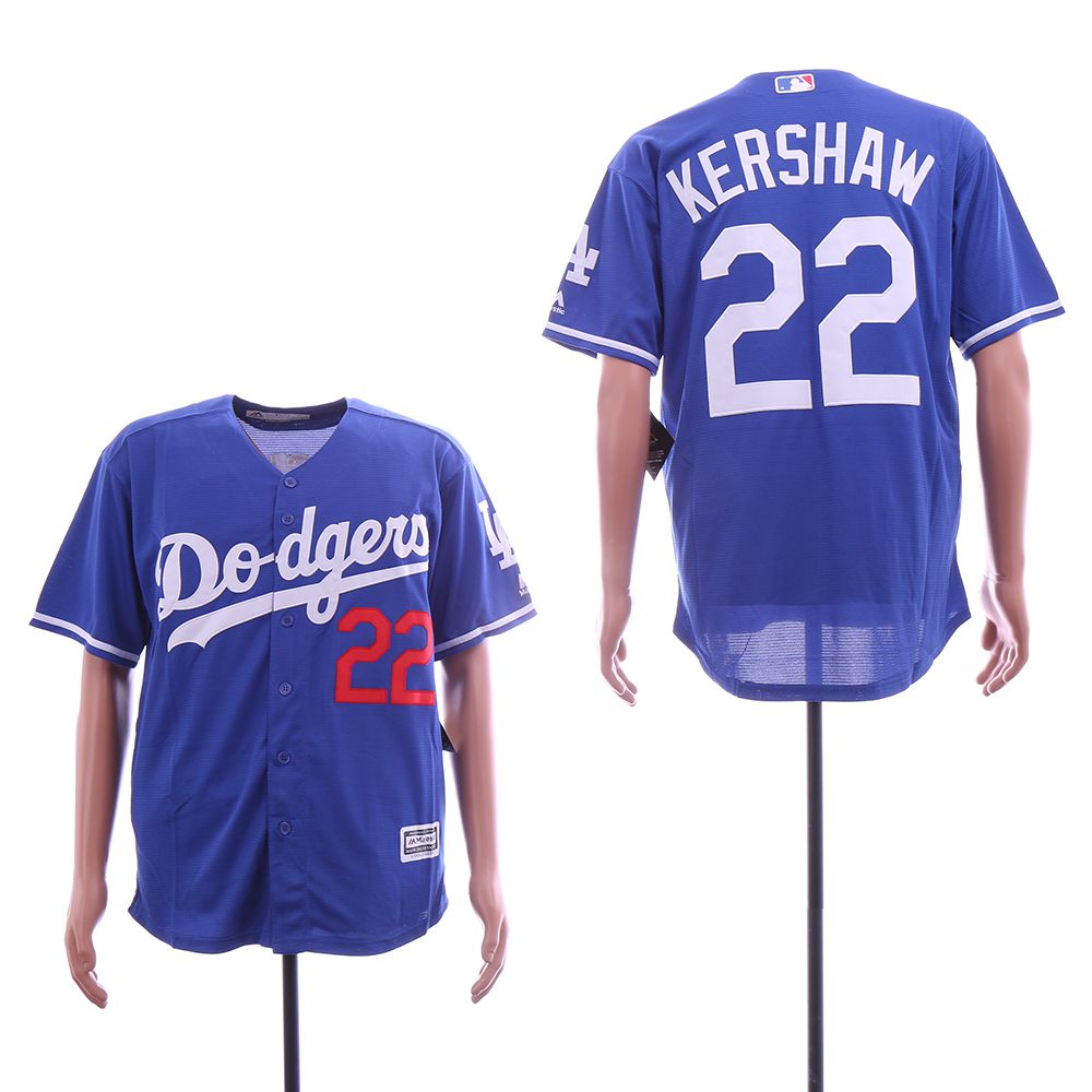 Men Los Angeles Dodgers #22 Kershaw Blue Game Team mark MLB Jerseys->los angeles dodgers->MLB Jersey